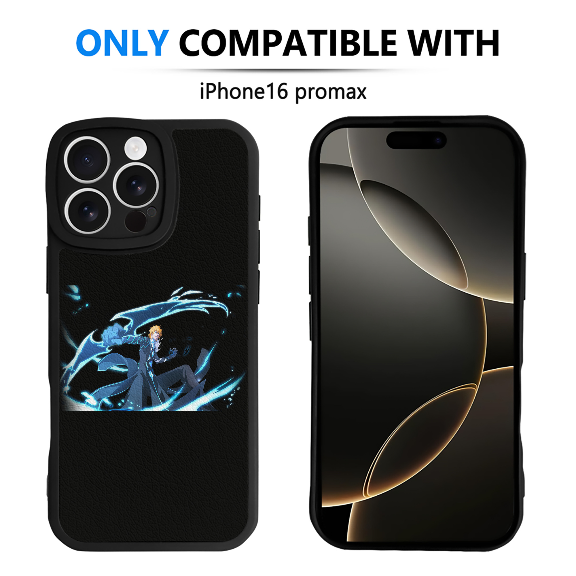 （画像用） ブリーチ 黒崎一護（くろさき いちご）BLEACH Kurosaki Ichigo 【iPhone 16シリーズ対応】シリコンスマホケース（レザー調） 材質：シリコン